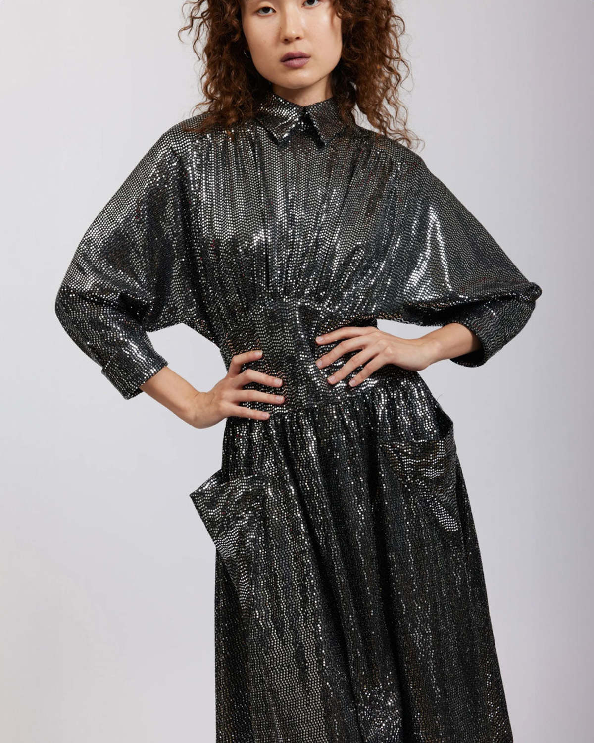 BATSHEVA Goldie Dress - Silver Sequin - Image 4 of 5