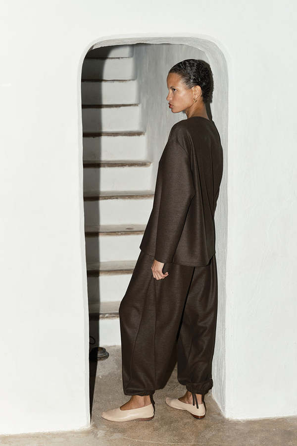 Datura Mocha Boiled Wool Kendo Pants