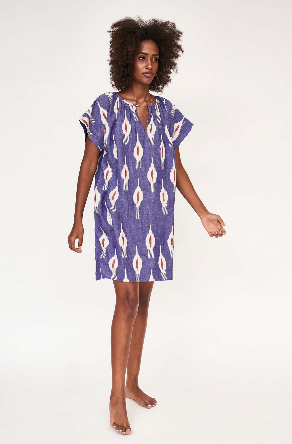 Mirth Organic Cotton Night Dress - Nautical Ikat | Garmentory