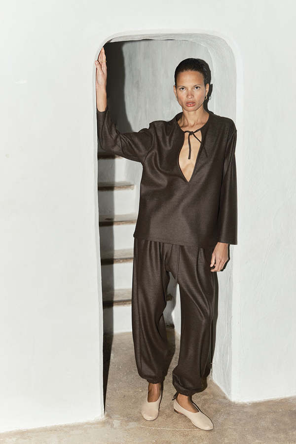 Datura Boiled Wool Jade Top - Mocha