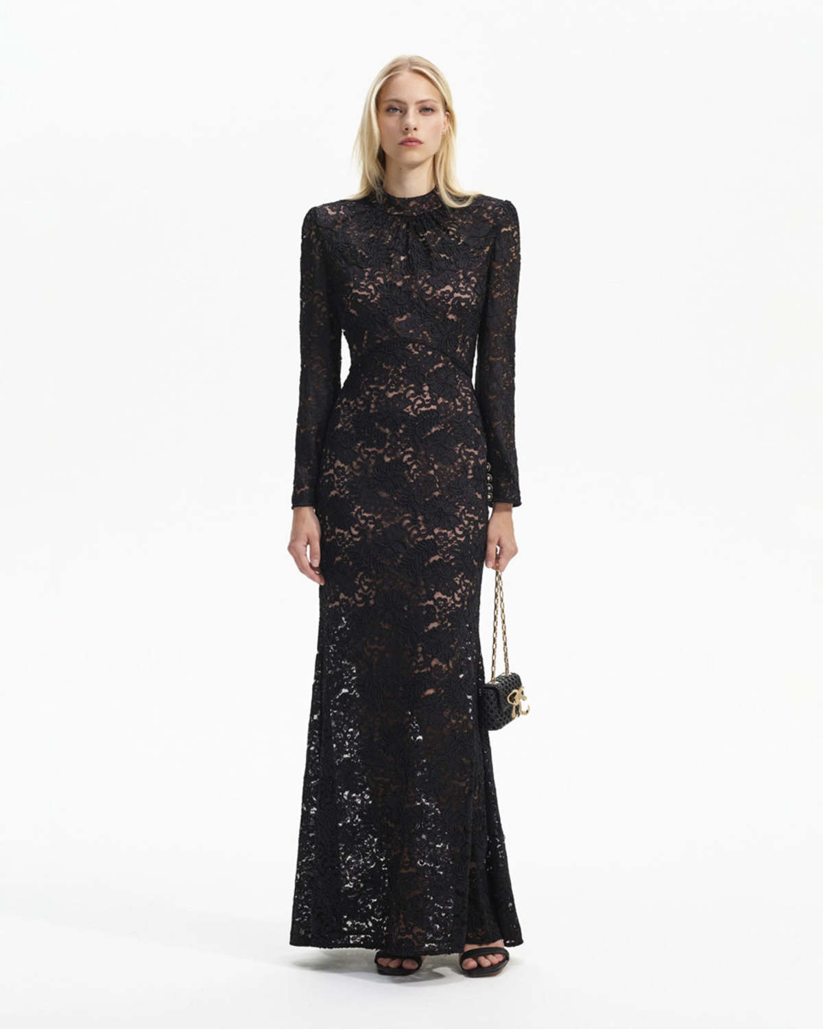 Self-Portrait Cord Lace Maxi Dress - Black | Garmentory