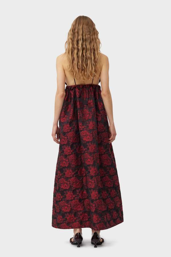 open lace back dress Ganni Black Check Ruffle Dress main image 1