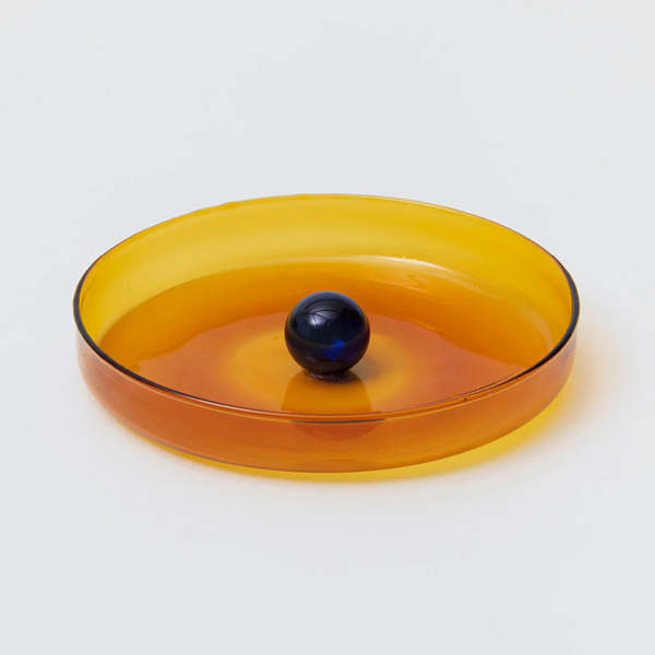 Block Design Medium Bubble Dish - Amber/Cobalt