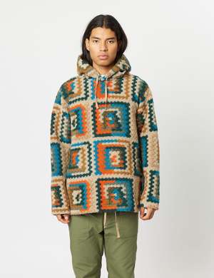Engineered Garments Wool Crochet Hooded Sweatshirt - Multi Blue