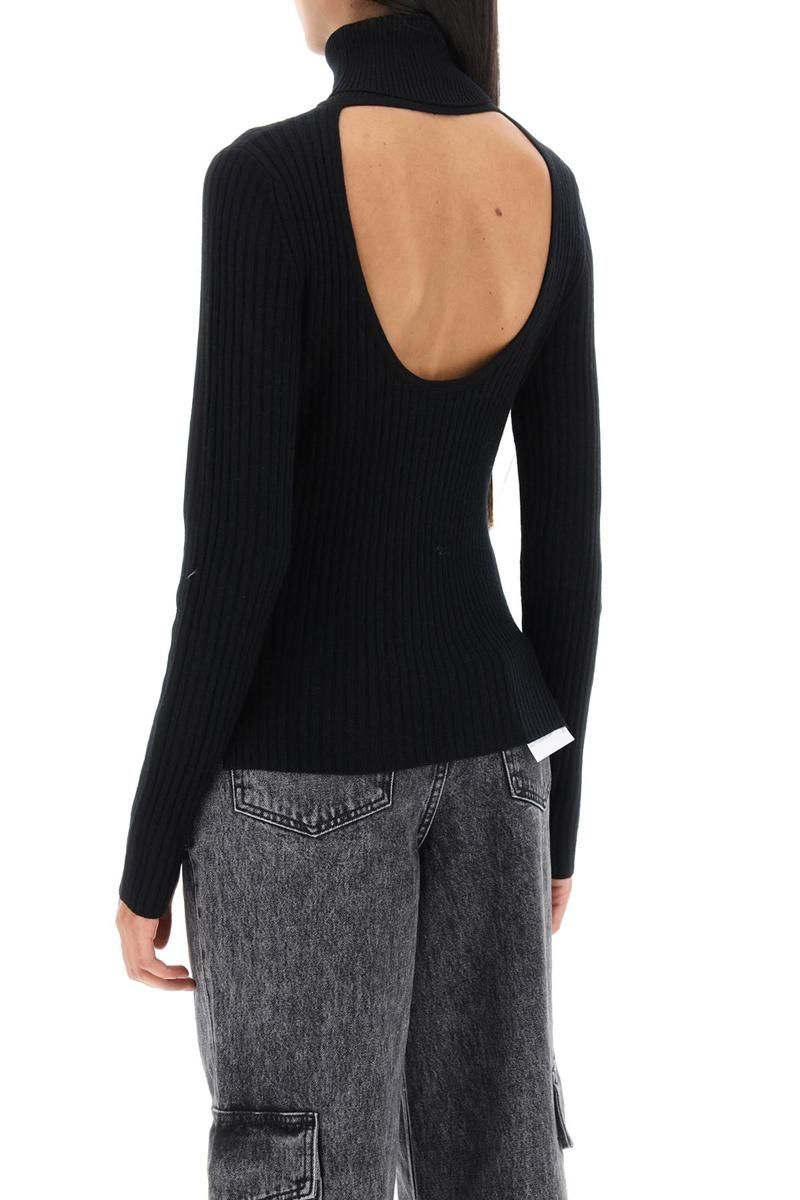 black cut out turtleneck top