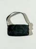 Suede Contrast stitch Buckle Purse - Black - Thumbnail 3