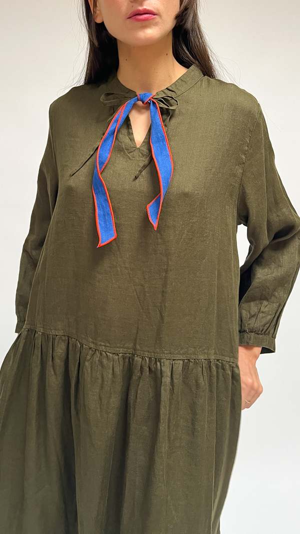 knee length dresses for ladies Fog Linen Work Nagisa Dress, Nuit