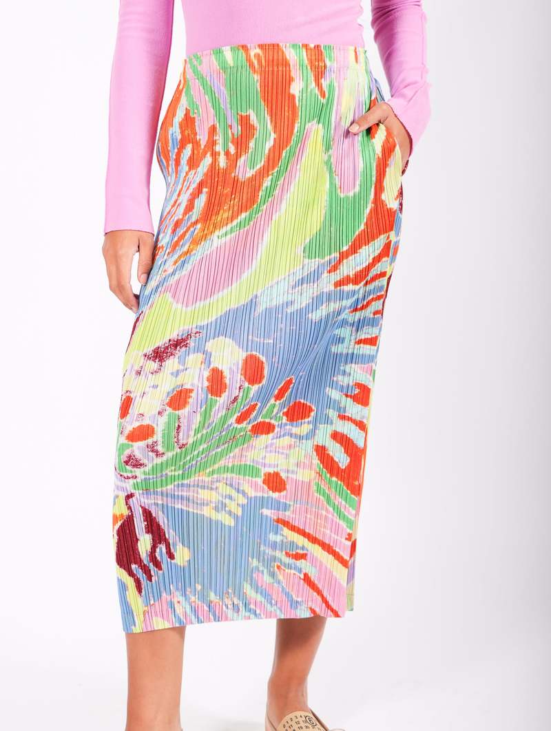 Frosty Forest Skirt in Pink Print by Pleats Please Issey