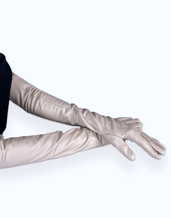 Cynthia Rowley Bea Long Leather Gloves - Ivory