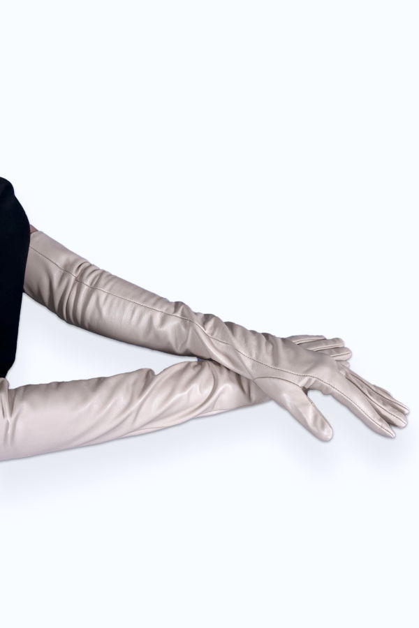 Cynthia Rowley Bea Long Leather Gloves - Ivory