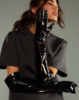 Cynthia Rowley Bea Long Patent Leather Gloves - Thumbnail 3