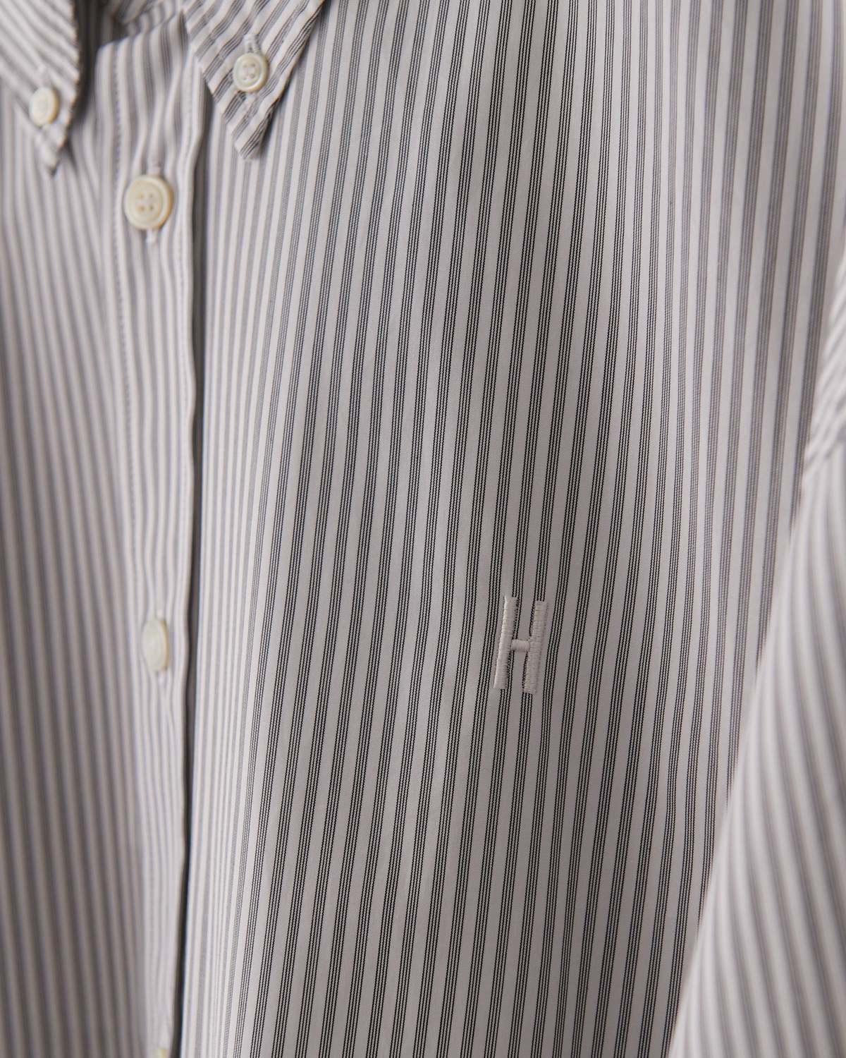 Hed Mayner Buttoned Down Shirt - Black/White Striped | Garmentory