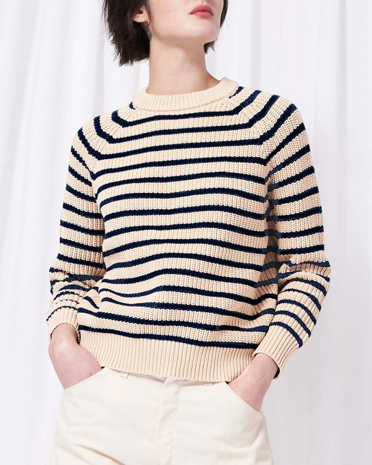 demylee Phoebe Stripe Sweater - Natural/Navy - Image 2 of 2