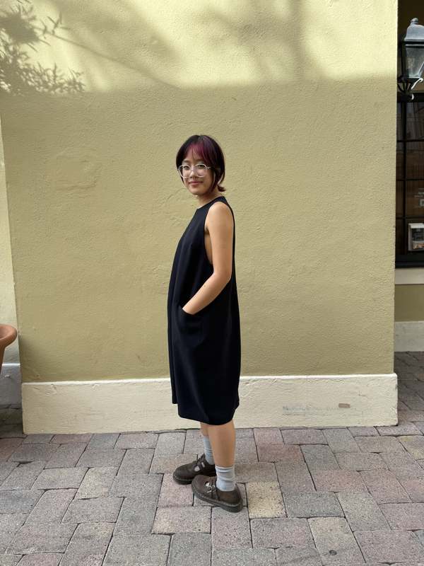 low cut armhole dress KAAREM Flux Sleeveless Dropped Pocket - Black Blue Designed with a round Informal Floral Chiffon Ruffle Trim Size:3x 18 armpit what to wear underneath low cut armholes