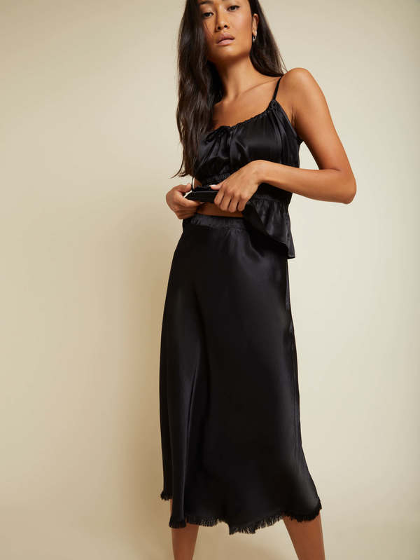 Nation Ltd Mabel Satin Midi Skirt - Black | Garmentory