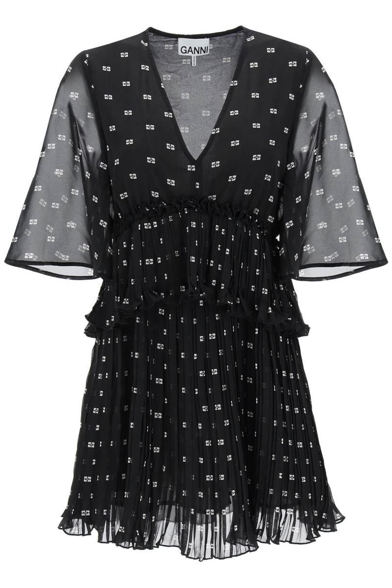 Ganni Women's Short Mini Dress Black F8832-099