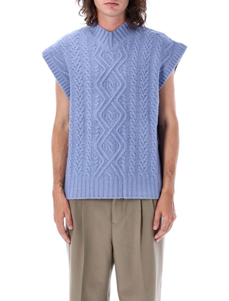 Martine Rose Boiled cable V neck vest - BLUE | Garmentory