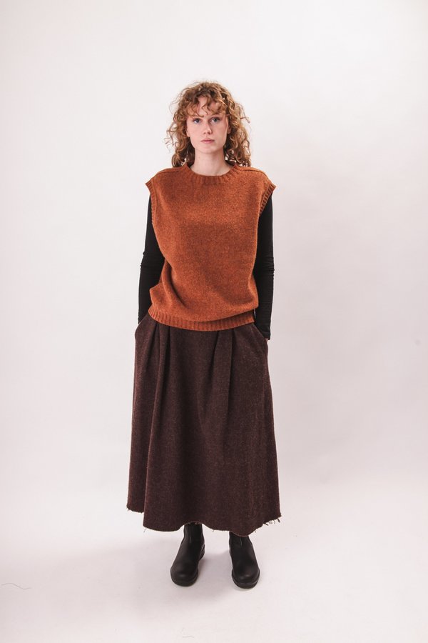 Rust Color Vest Fold Wool Vest - Rust | Garmentory
