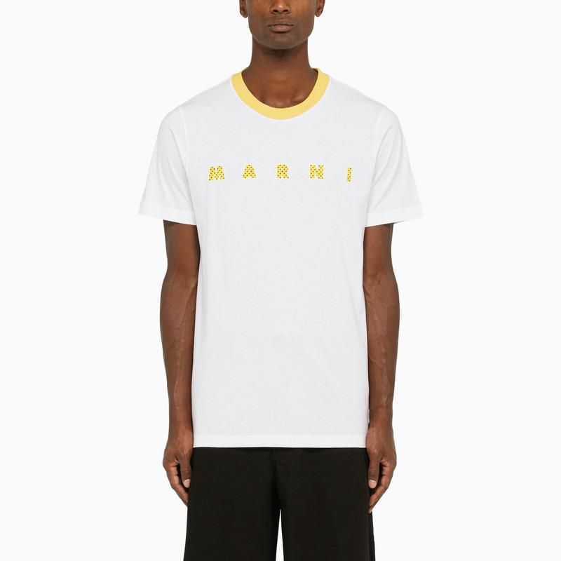 Marni White/yellow crew-neck T-shirt | Garmentory