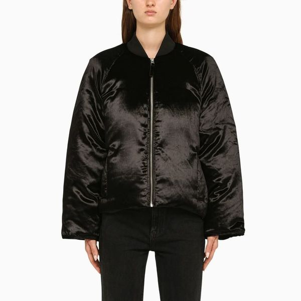 Loulou Studio Lafu velvet padded bomber jacket - Black | Garmentory