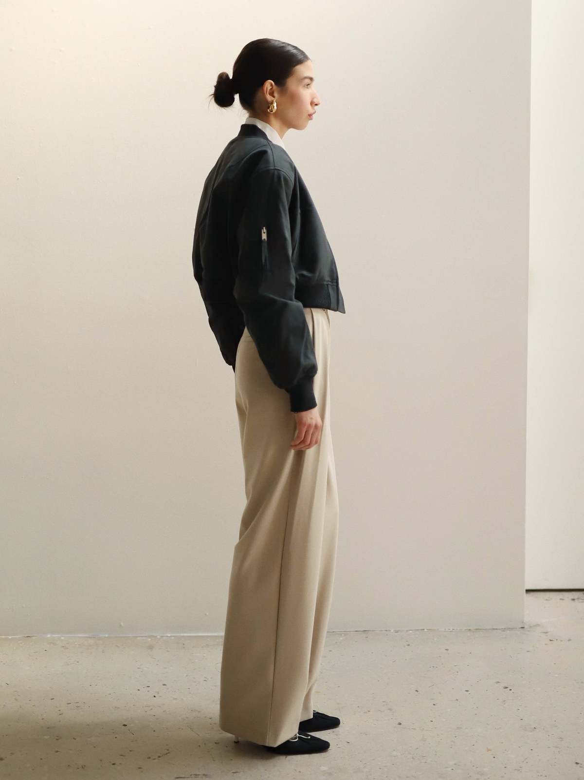 Moon River Cropped Bomber Jacket - Ash - Image 3 of 6