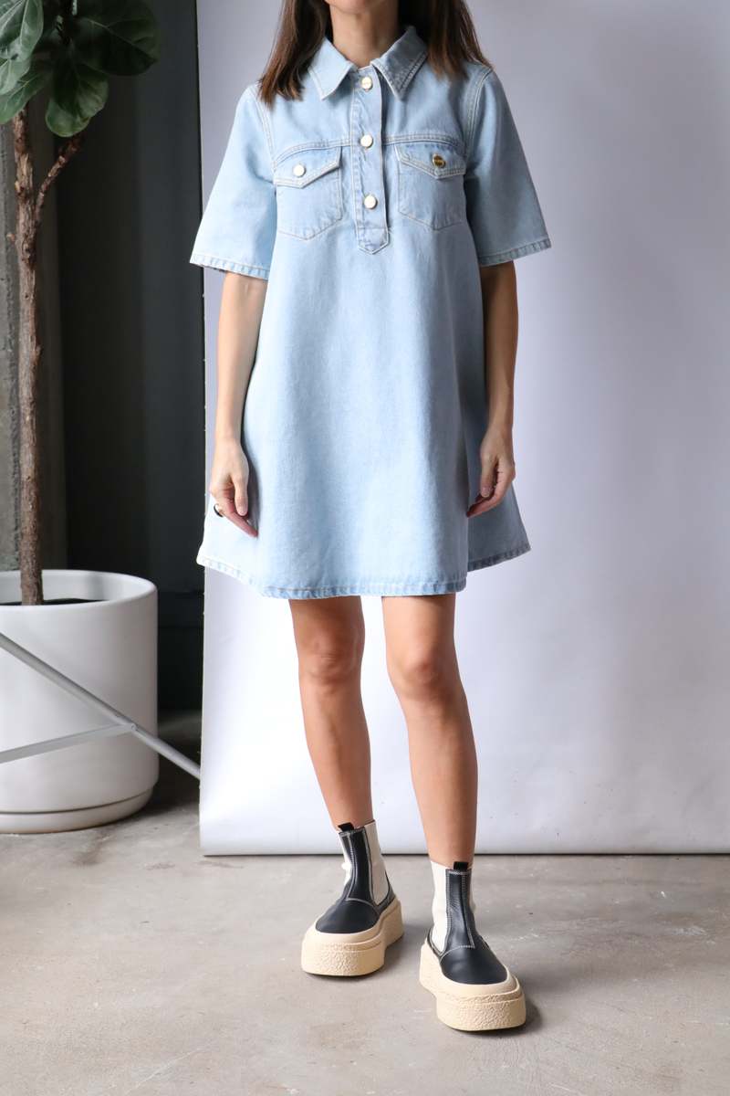ganni デニムミニワンピース GANNI denim mini dress ganni デニムミニワンピース GANNI denim mini dress Tint Wash