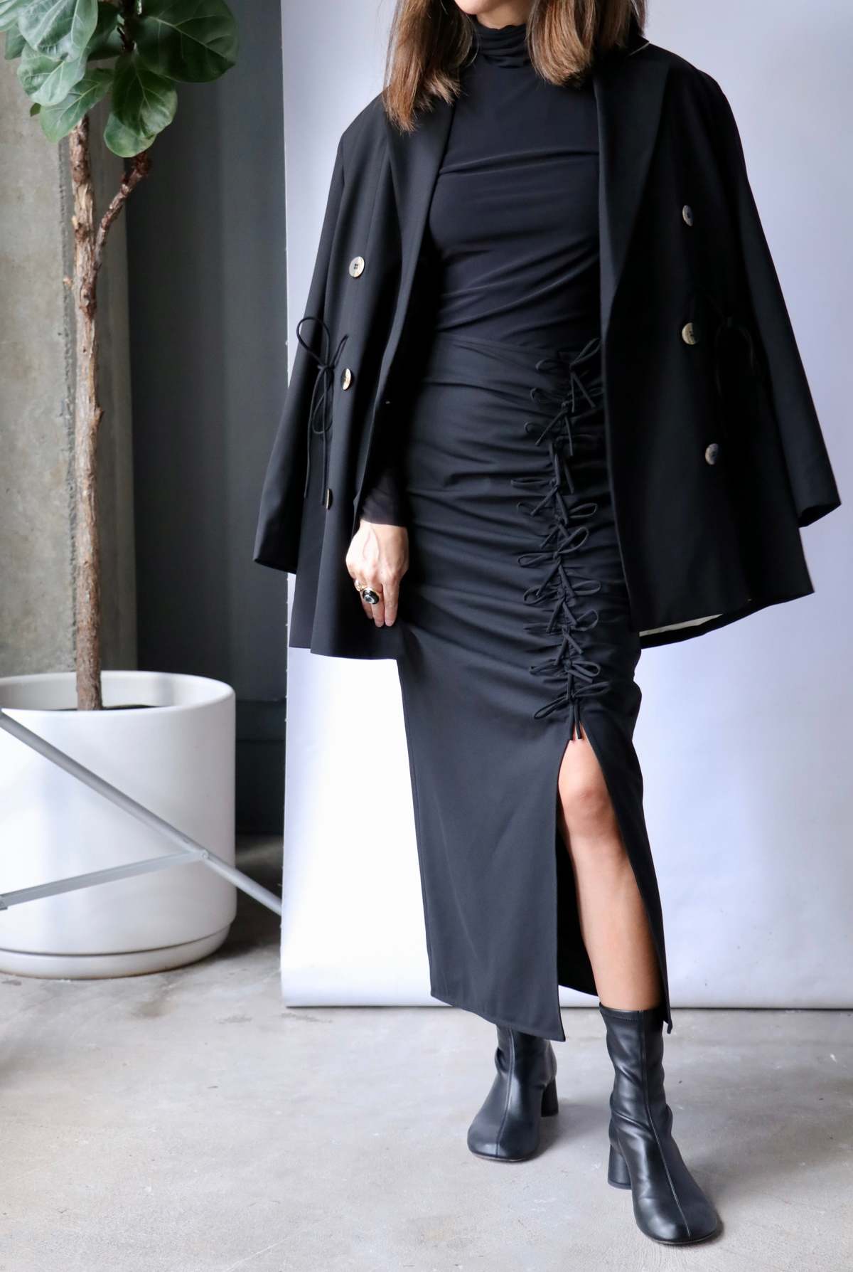 Ganni Drapey Melange Oversized Blazer - Black | Garmentory