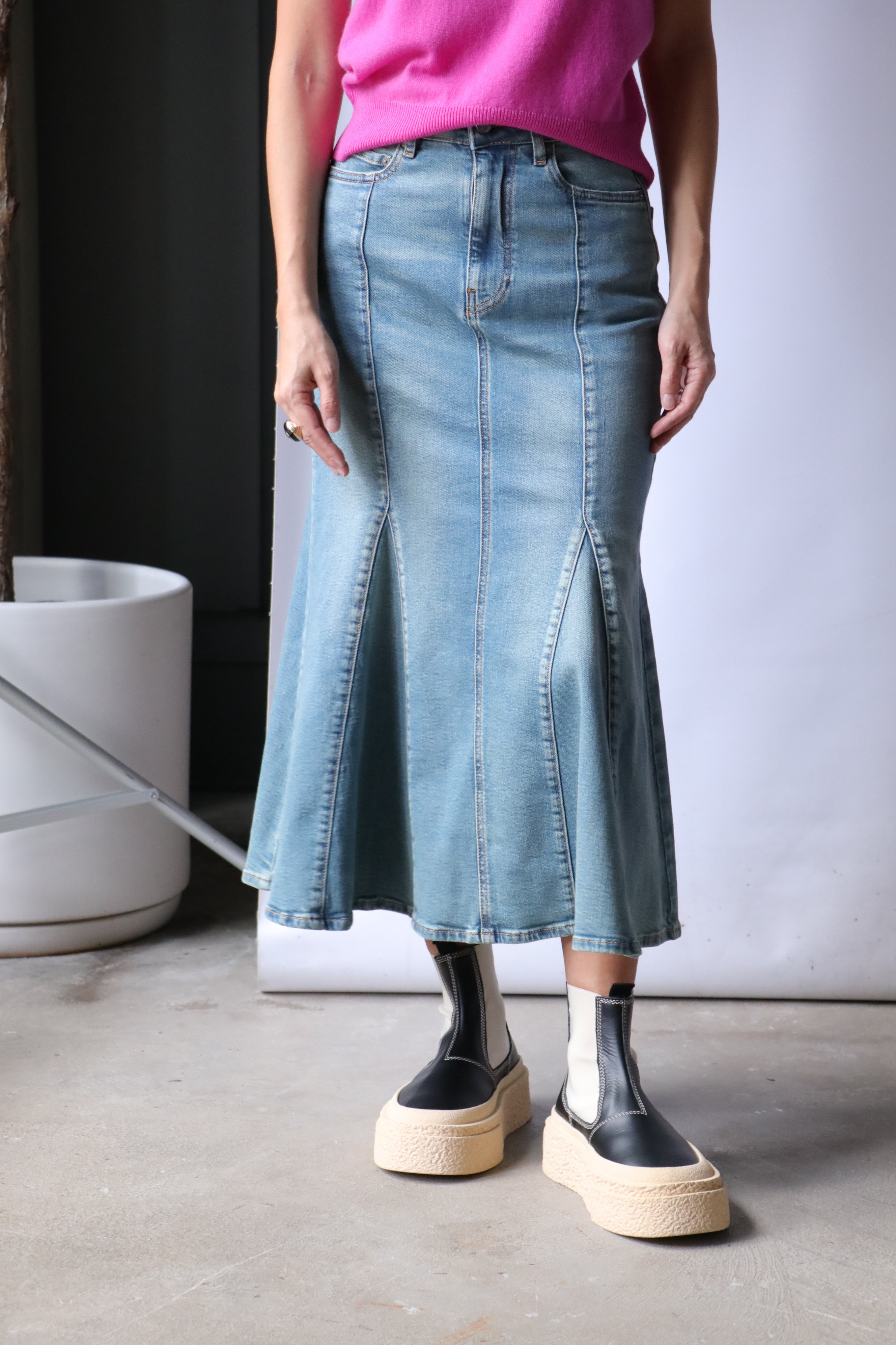 ganni tint denim dress GANNI Tint Edge Denim Mini Dress