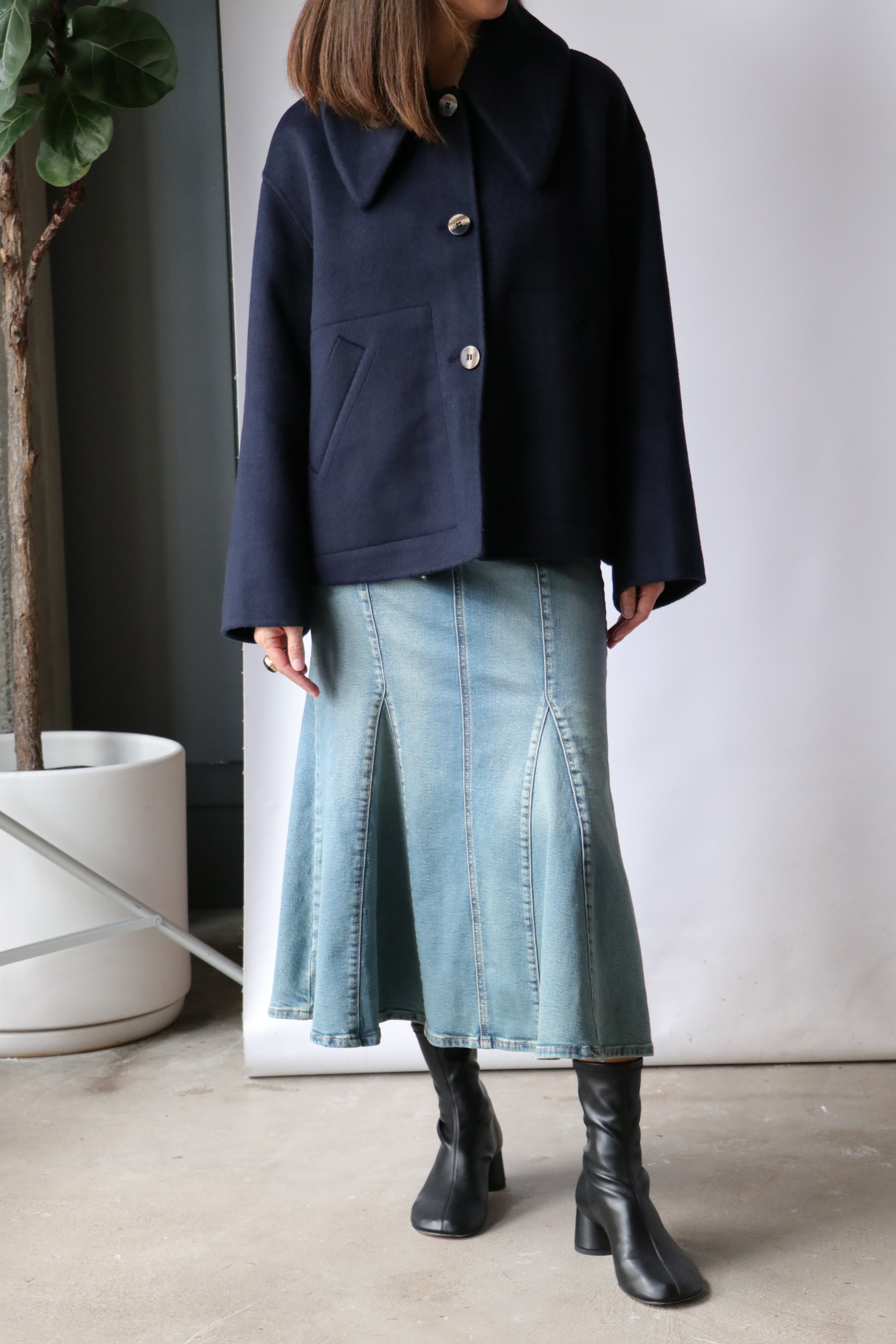 ★2024FW 新作★GANNI★Boiled Wool Sky Captain ☆2024FW 新作☆GANNI☆Boiled Wool Sky Captain