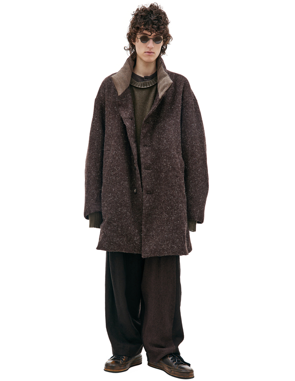Ziggy Chen Elongated High Neck Coat - Black | Garmentory