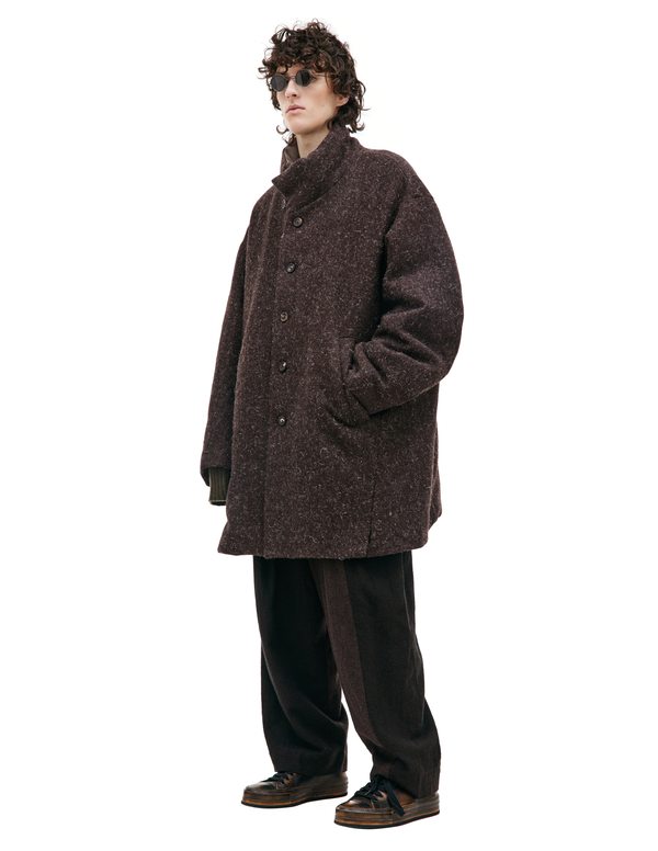 Ziggy Chen Elongated High Neck Coat - Black | Garmentory