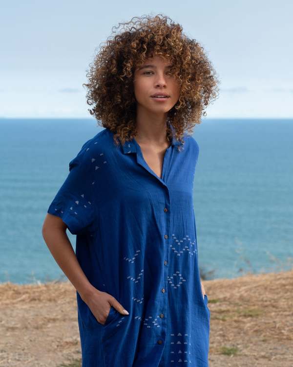 World of Crow Relaxed fit shirt-dress - Cobalt Blue