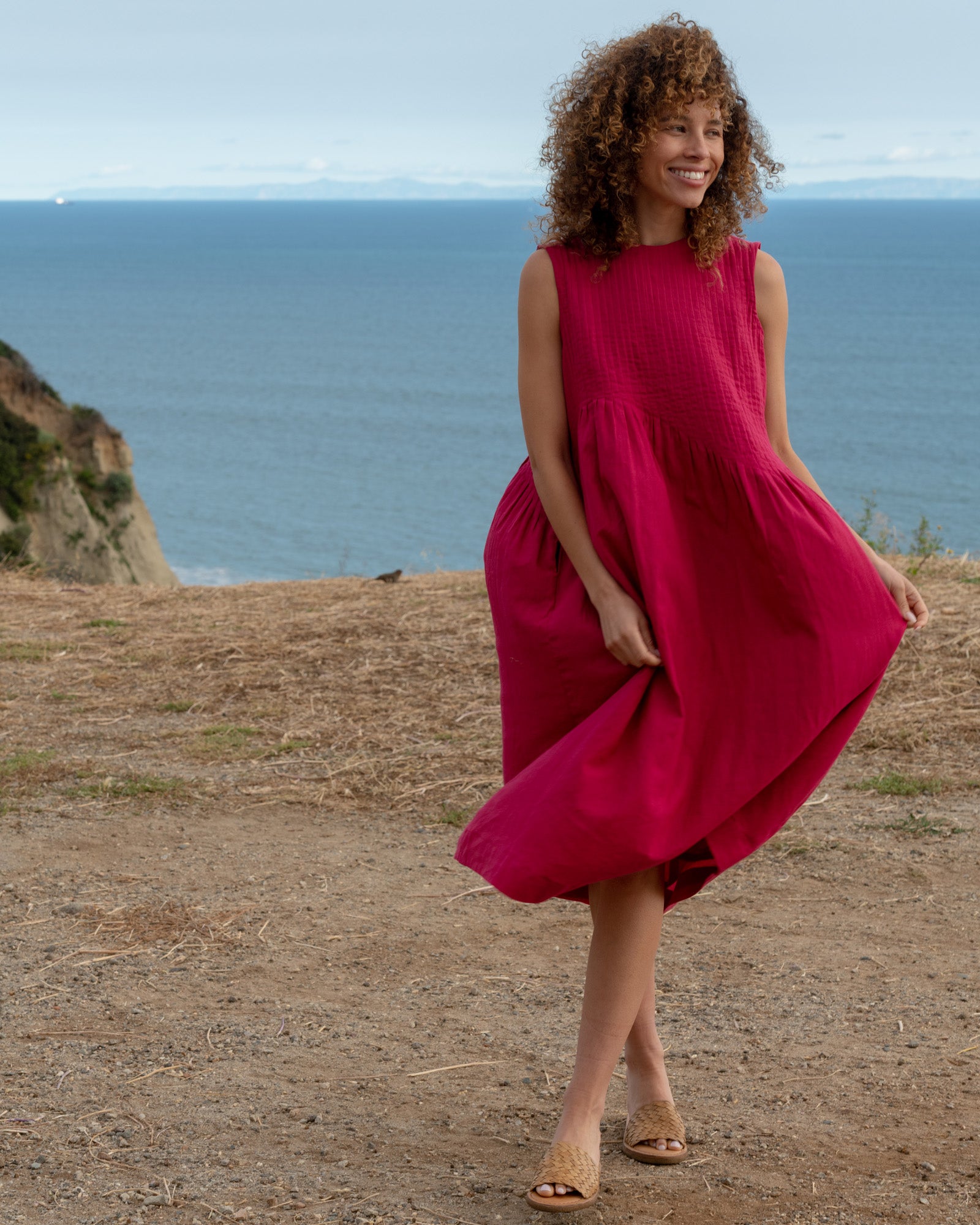 World of Crow Pleated Dress - Fuchsia Pink | Garmentory