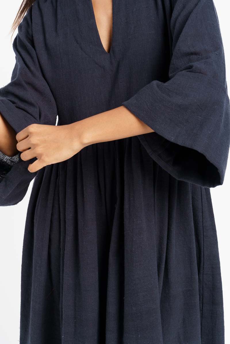 World of Crow Gathered midi dress - Blue