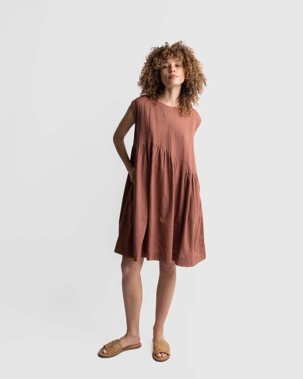 chestnut brown dress MANELI Chestnut Brown Cupro Midi Wrap Dress