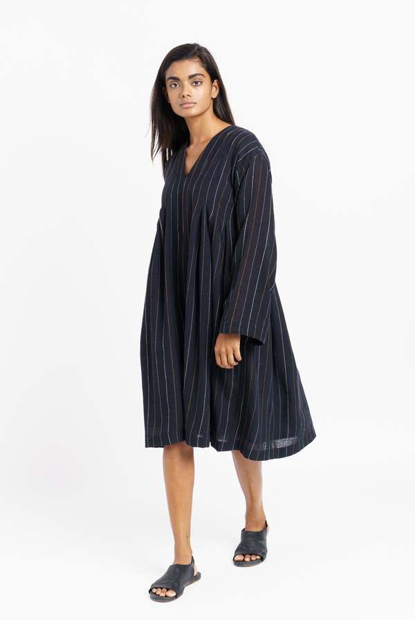 World Of Crow Relaxed Fit Midi Dress - Stripe