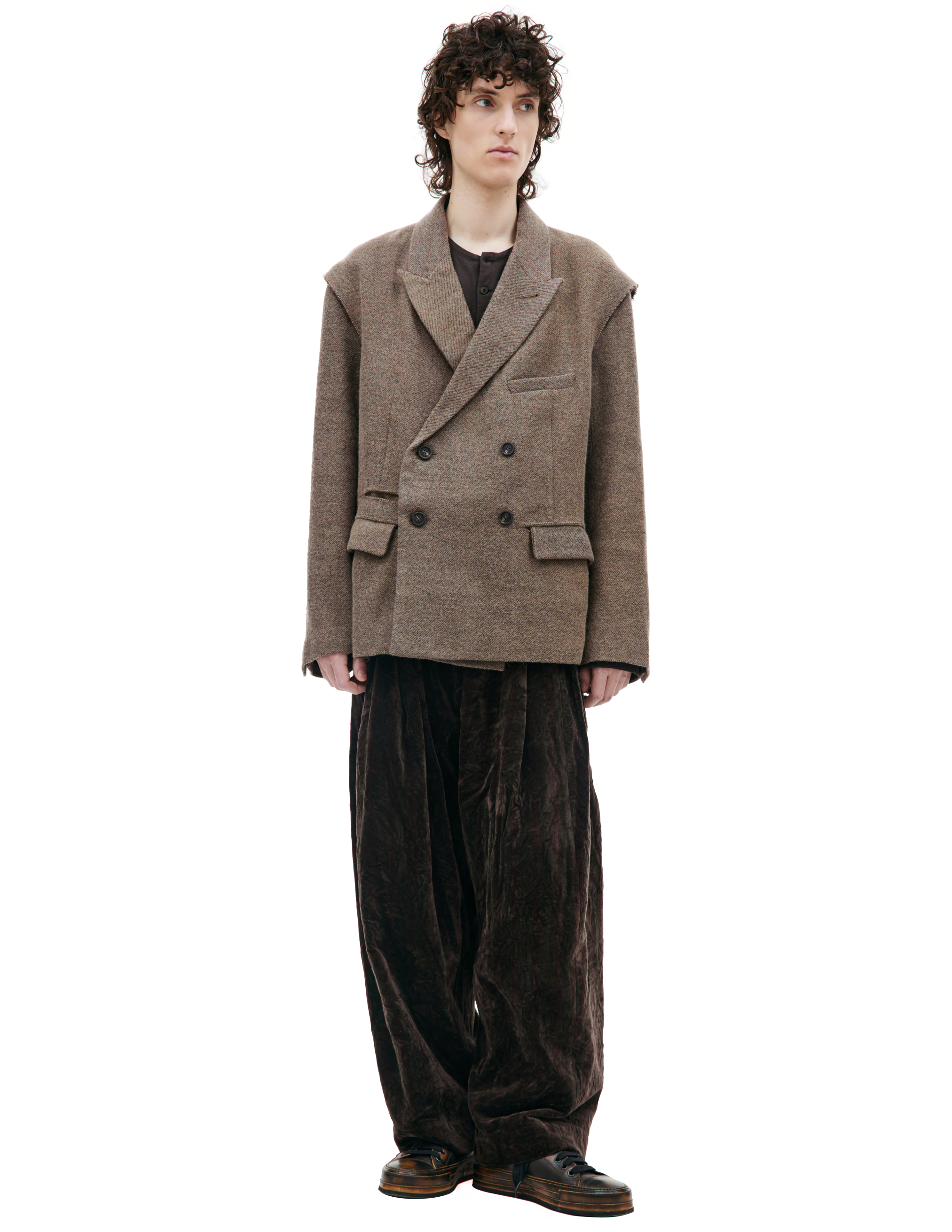 Ziggy Chen Double-breasted wool blazer - Beige | Garmentory