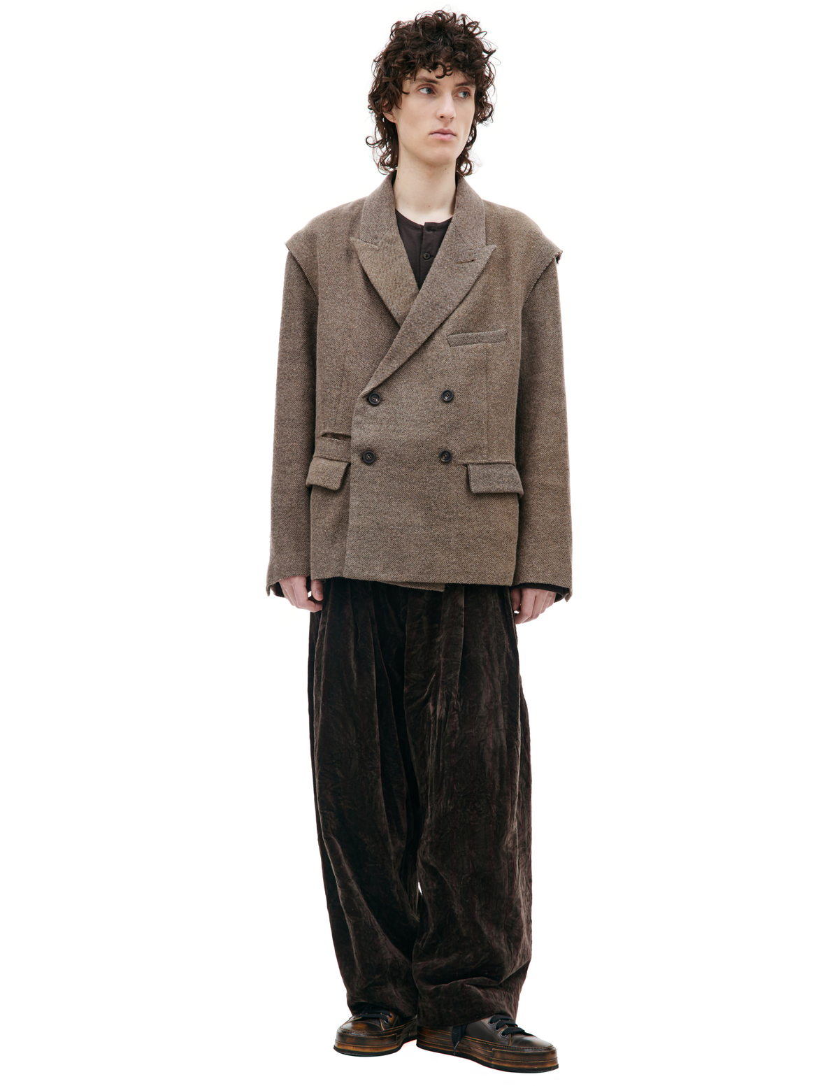 Ziggy Chen Double-breasted wool blazer - Beige | Garmentory