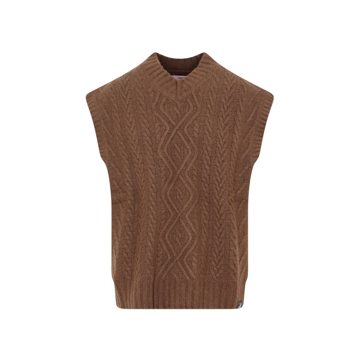 MARTINE ROSE BOILED CABLE V NECK VEST GILET | Garmentory