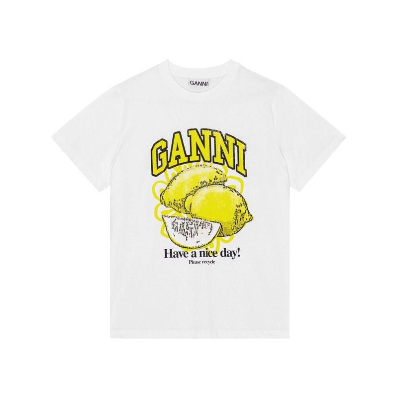 Tシャツ・カットソー GANNI T-SHIRTS WHITE Bright White White Heavy Cotton Drop Shoulder Heart T-shirt