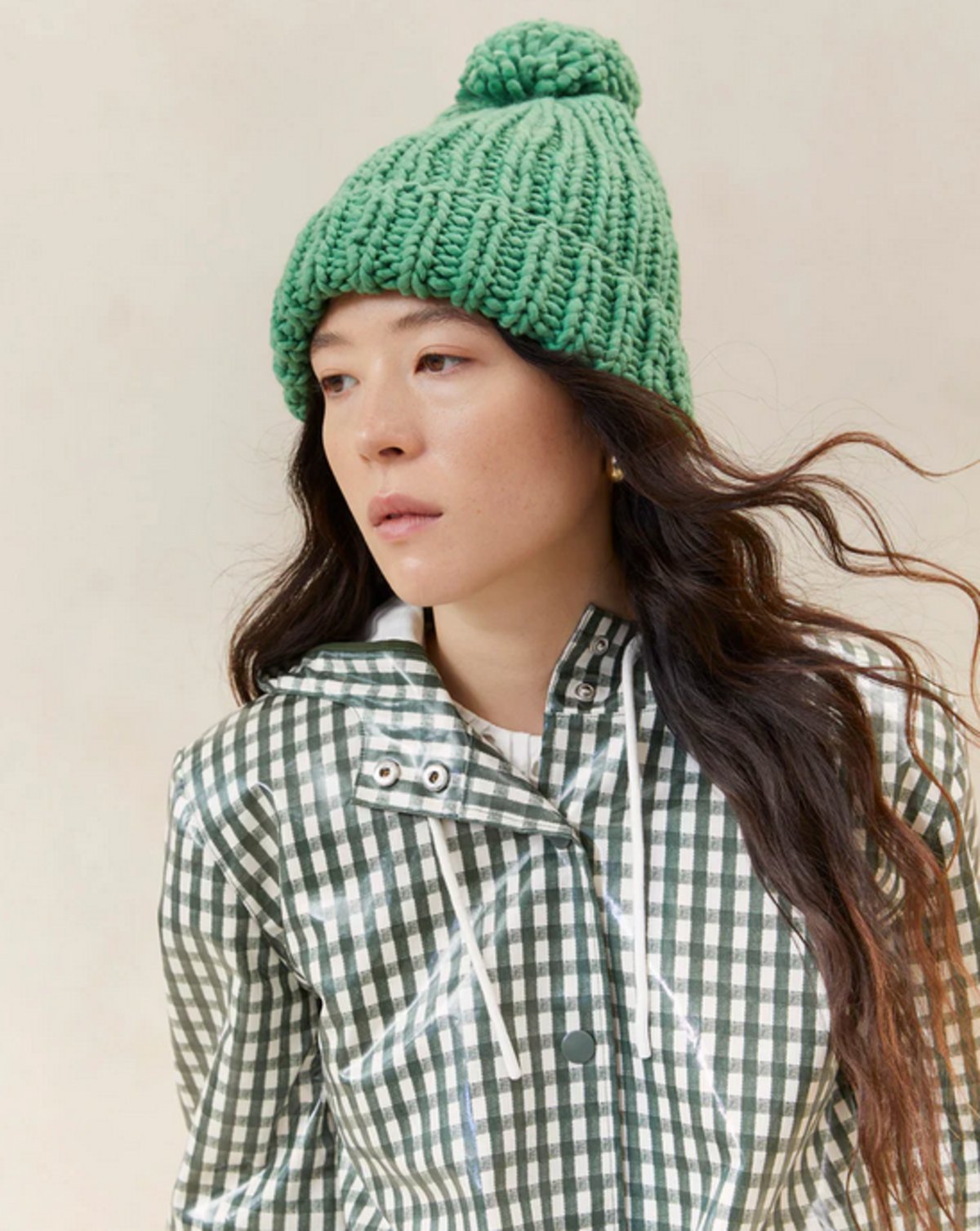 Loeffler Randall Ava Chunky Pom Pom Hat - Fern Green 