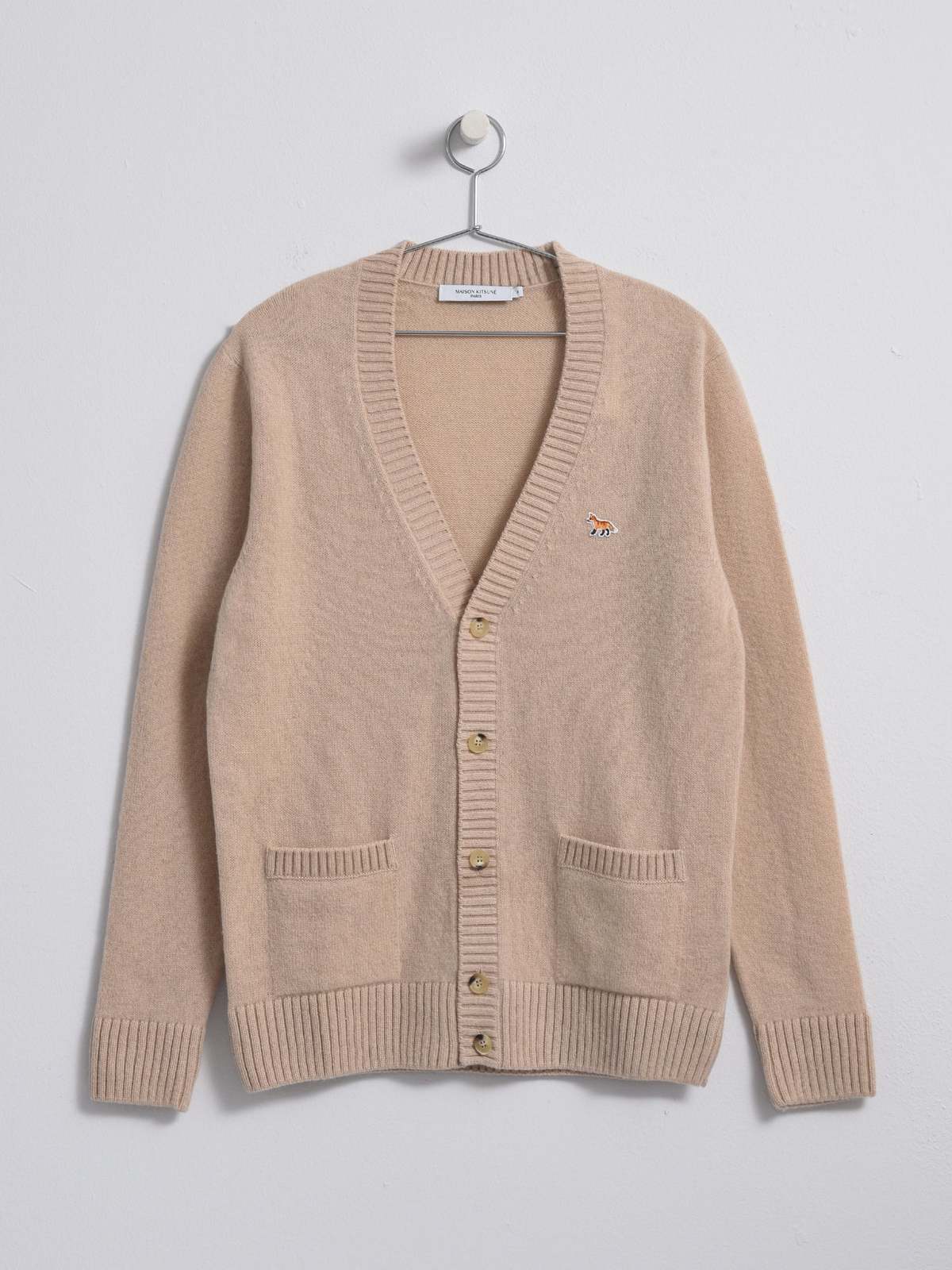 Maison Kitsuné BABY FOX PATCH COSY CARDIGAN - BEIGE - Image 1 of 6