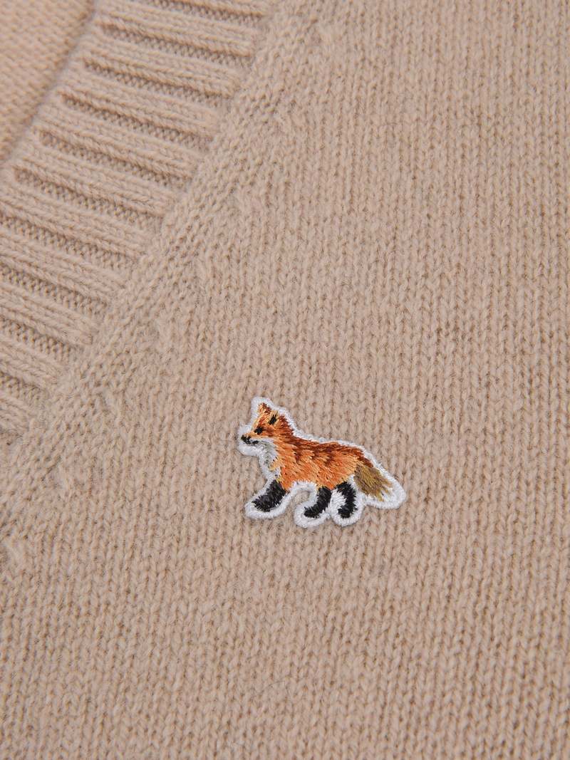 Maison Kitsun BABY FOX PATCH COSY CARDIGAN - BEIGE