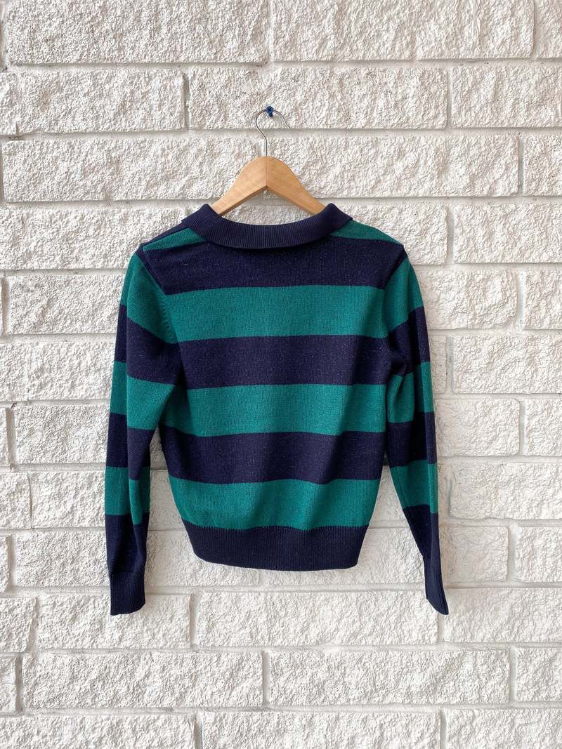 Clare V. Hloise Polo Sweater - Navy/Green Clare V. Hloise Polo Sweater - Navy/Green