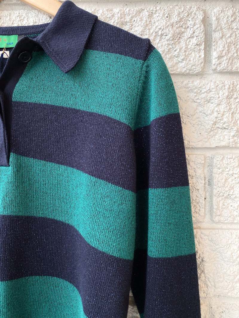Clare V. Hloise Polo Sweater - Navy/Green Clare V. Hloise Polo Sweater - Navy/Green