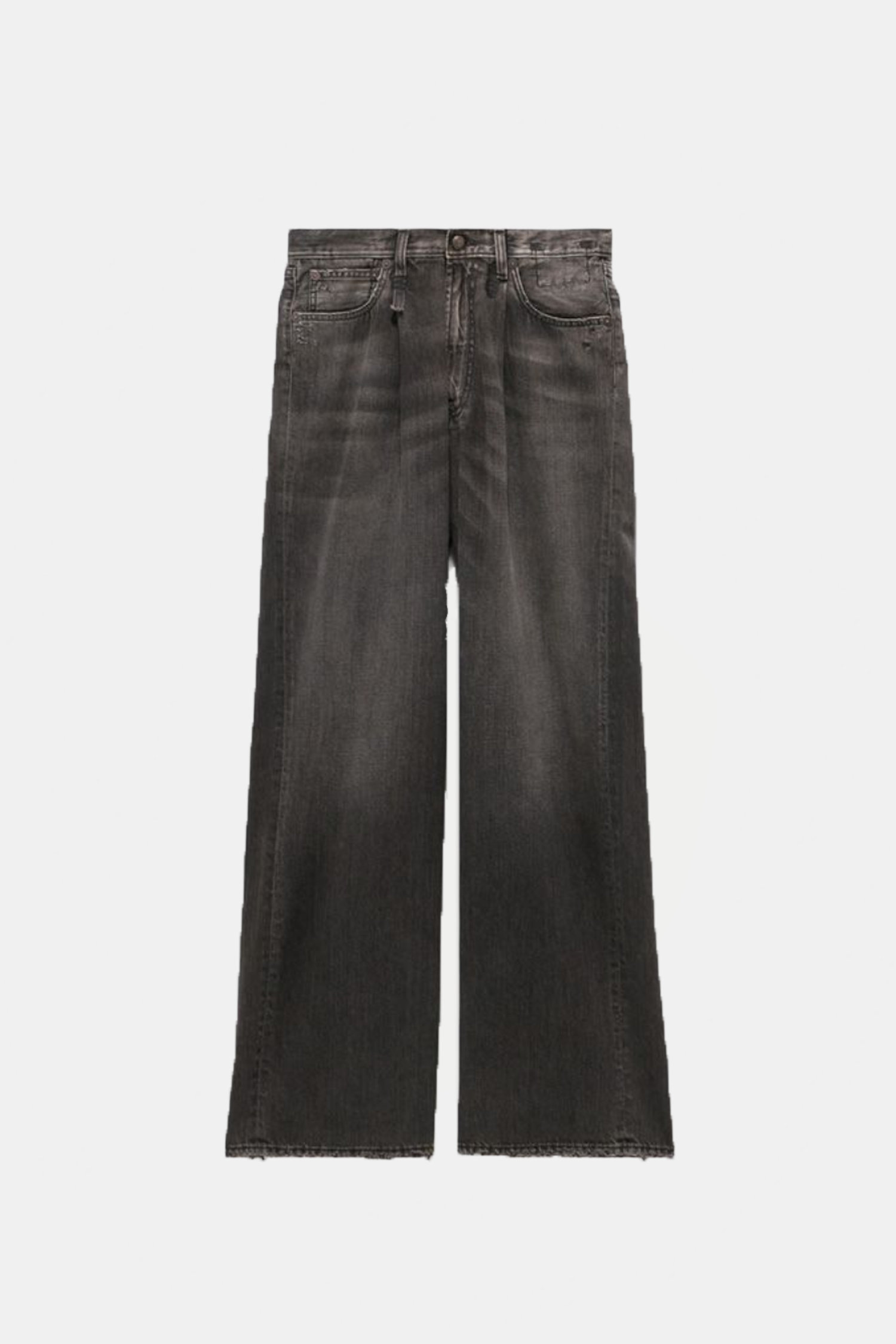 R13 Damon Pleated Wide Leg Denim - Ellery Black | Garmentory