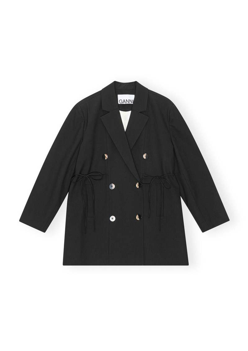 GANNI　DrapeyMelangeOversizedBlazer Ganni Drapey Melange Oversized Blazer - Black | Garmentory
