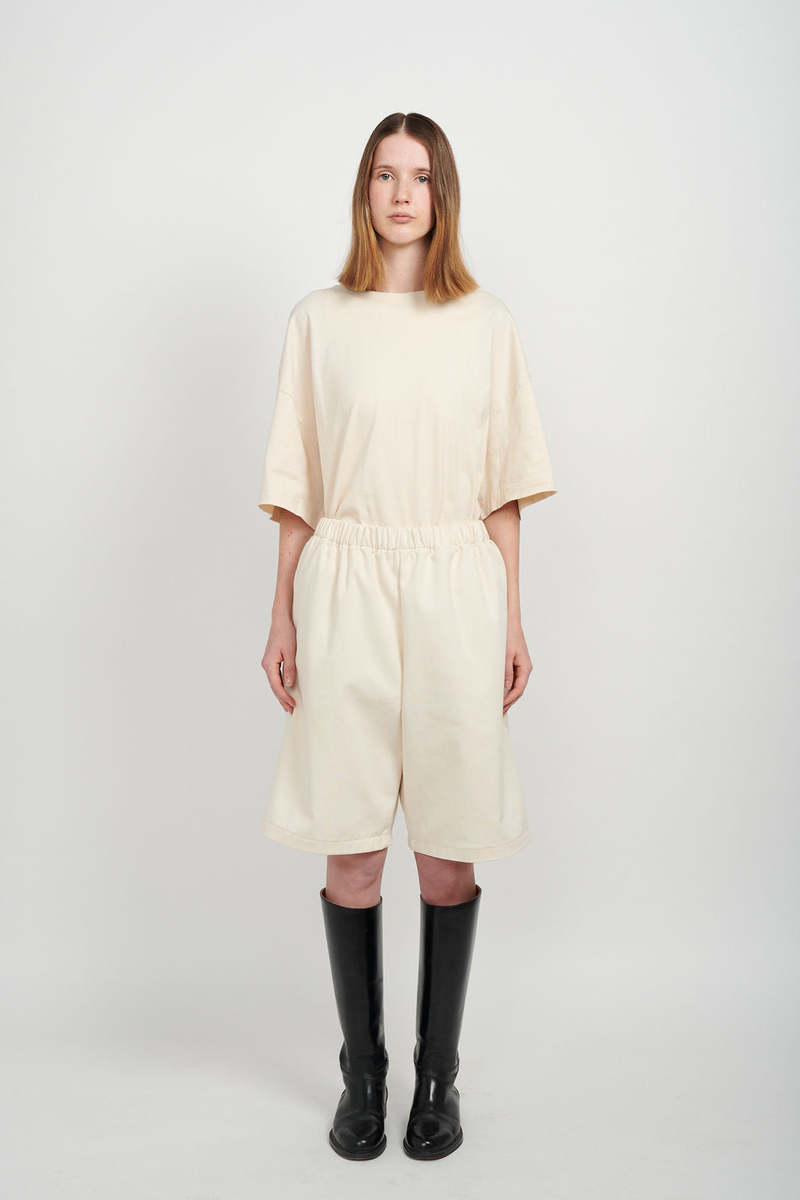 Ashley Rowe BAGGY DENIM JORTS - CREAM