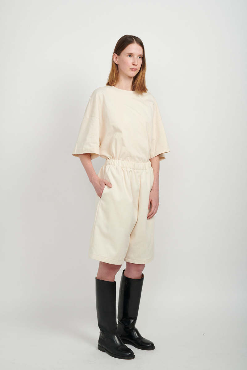 Ashley Rowe BAGGY DENIM JORTS - CREAM