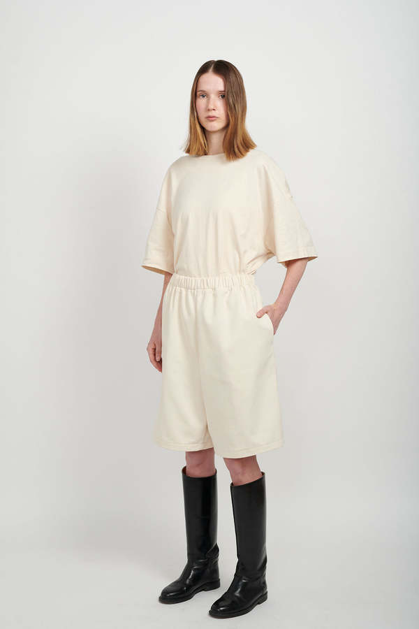 Ashley Rowe BAGGY DENIM JORTS - CREAM